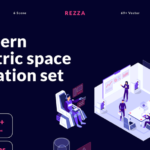 Technology Space 2.5D Vector Illustration Materials source files