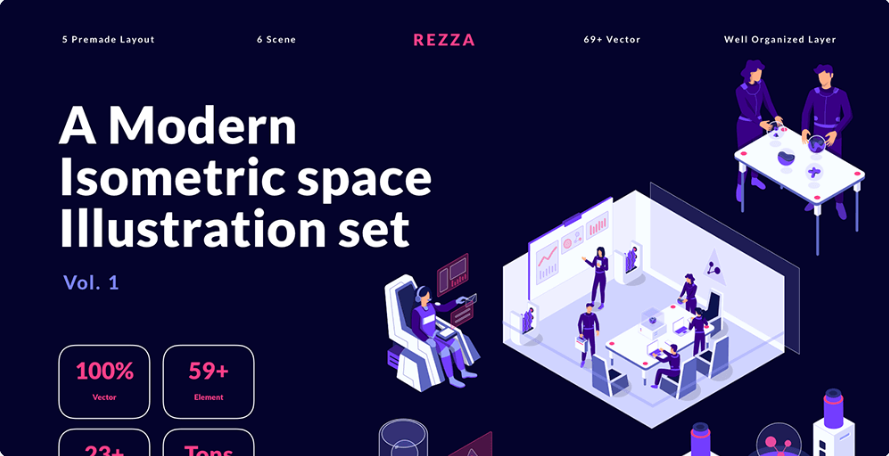 697dd224-1333-4b6f-b0f9-5a0adaa52c4d 2.5D technology-themed, futuristic space vector illustration materials (ai, fig, sketch, svg source files). - Image 1