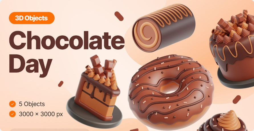 6b20155b-98d2-45c3-ab1f-a969a570effd Chocolate food 3D illustration resources (obj, glb) - Image 1
